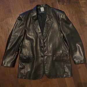 Danier Black Oversized Leather Jacket